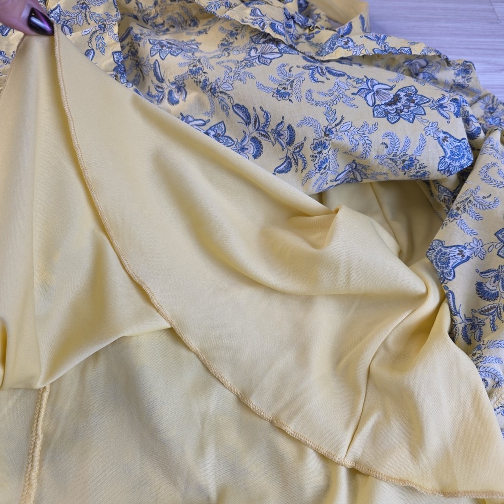 City Studio‎ Yellow Blue Floral Sweetheart Dress Juniors XL Ruffle Hem Sundress - Picture 7 of 9